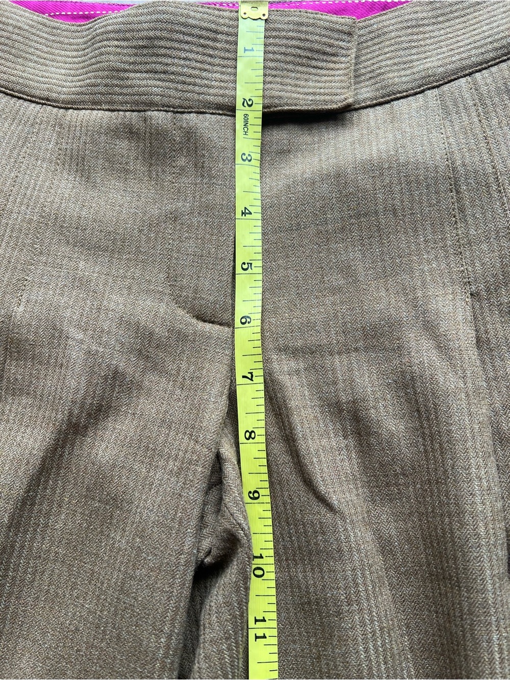 Diane Von Furstenberg Wool Blend Pink Lining Wide Leg Pant Size 4 Brown - Picture 7 of 9